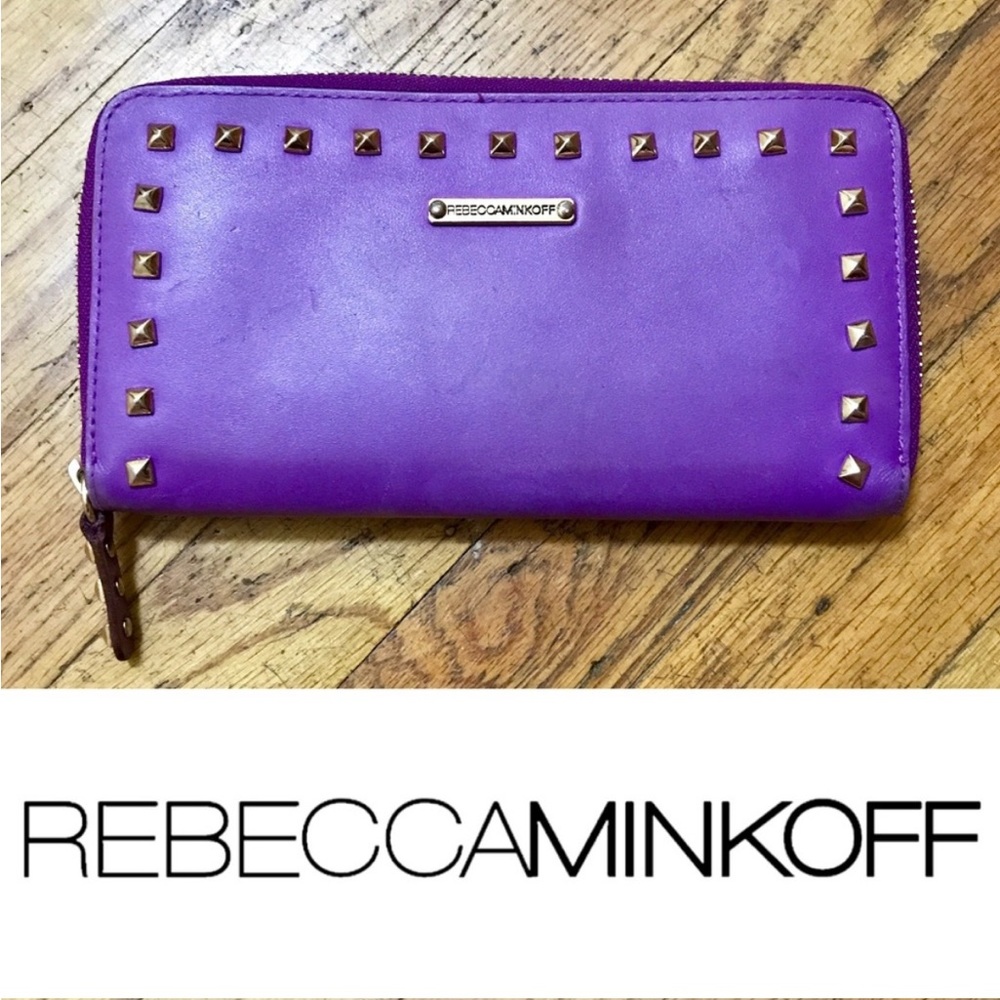 Rebecca Minnoff Leather Purple Studded Wallet